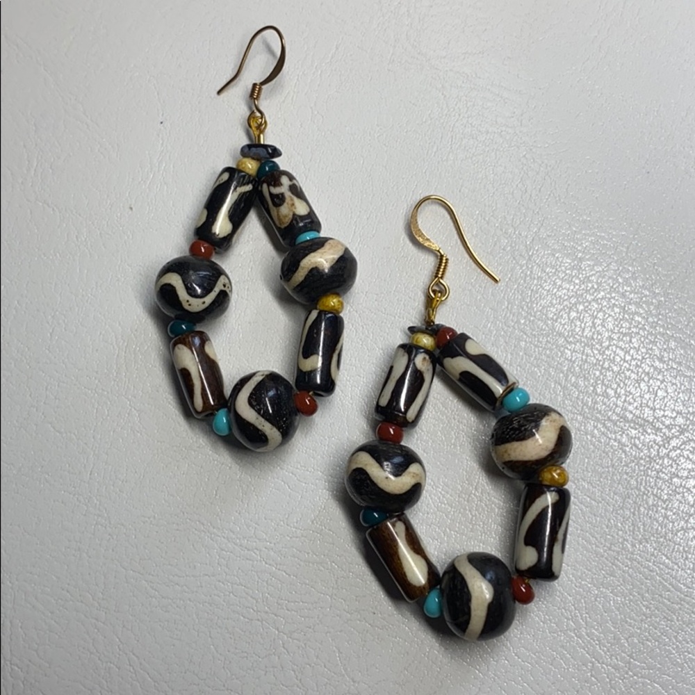 Brown tribal beaded earrings